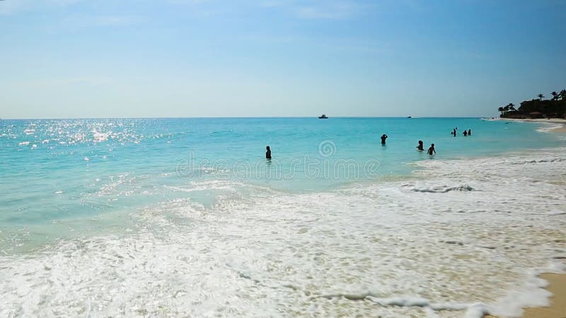 Plage à couper le souffle sur la mer des caraïbes de beauté. Île d'Aruba.