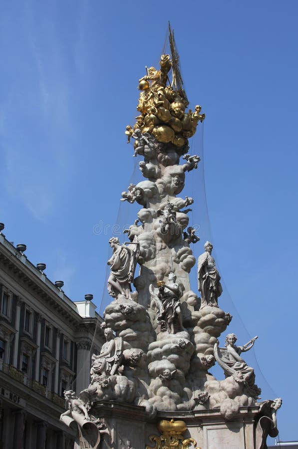 The Plague Column - Pestssaule on Graben street in Vienna, Austria. royalty free stock photos The Plague Column - Pestssaule on Graben street in Vienna, Austria. royalty free stock photos