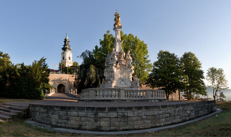 Plague pillar outside Nitransky hrad castle in Slovakia