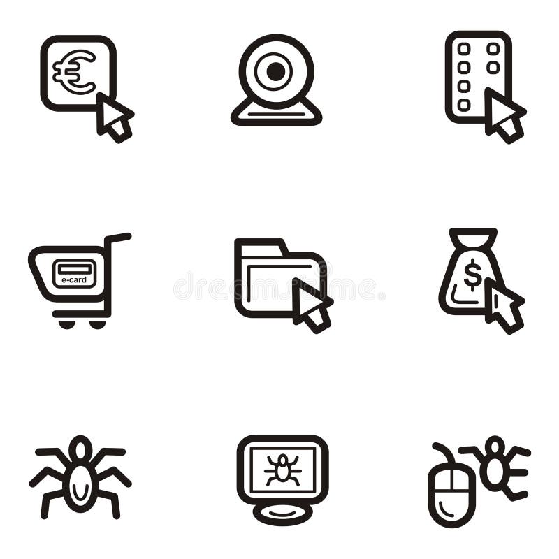 A set of nine web and Internet icons. A set of nine web and Internet icons.