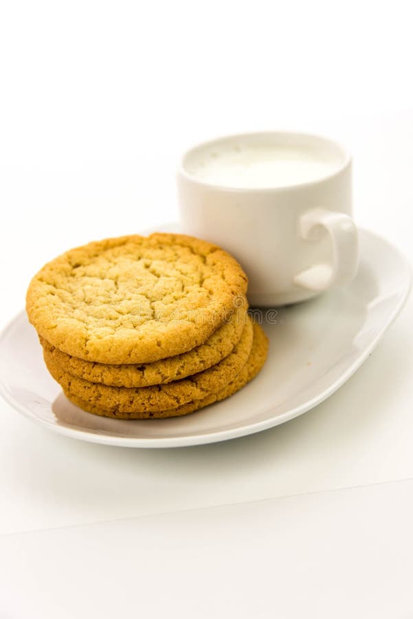 Plain Sugar Cookies and Cup of Milk Stock Photo Image of snack