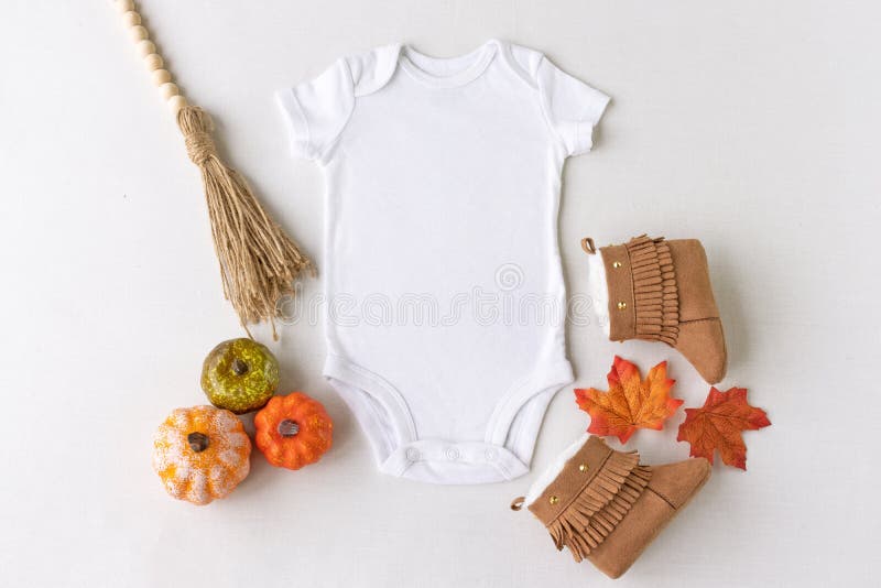 Download Plain White Baby Bodysuit Vest Mockup Stock Photo - Image ...