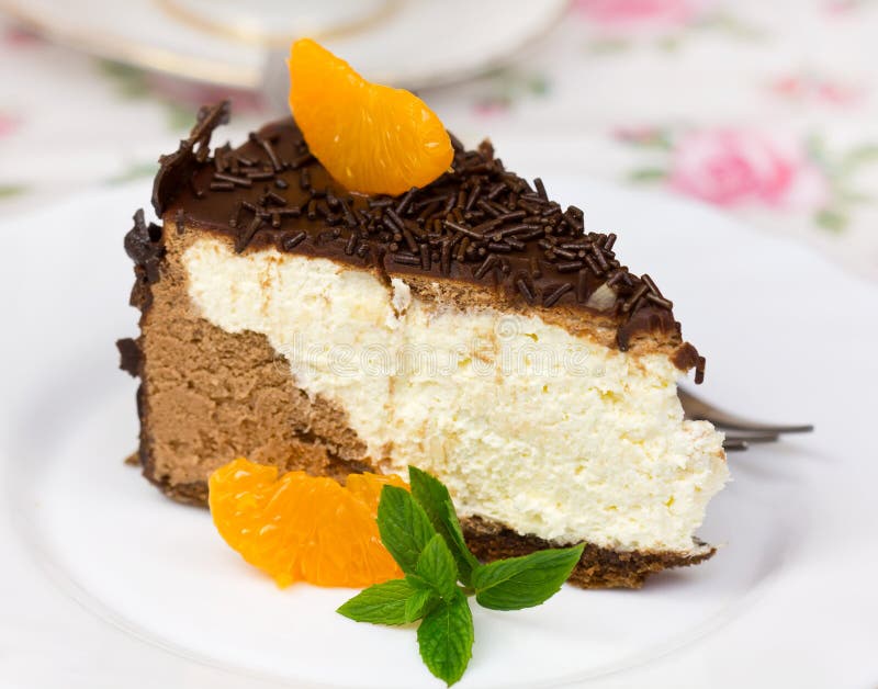 Plak van chocolade en hazelnootcake stock fotografie Plak van chocolade en hazelnootcake stock fotografie
