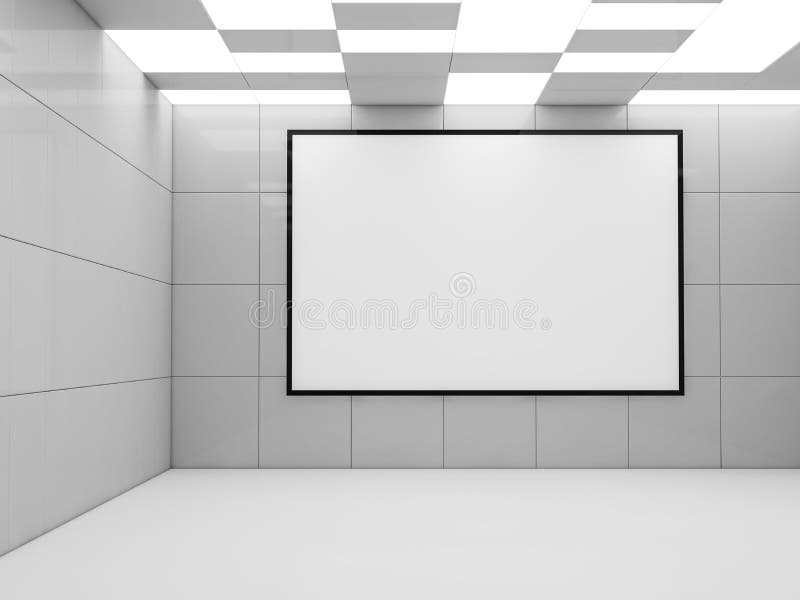 Plakatmodell im modernen Innenraum mit Lampen 3d vektor abbildung Plakatmodell im modernen Innenraum mit Lampen 3d vektor abbildung