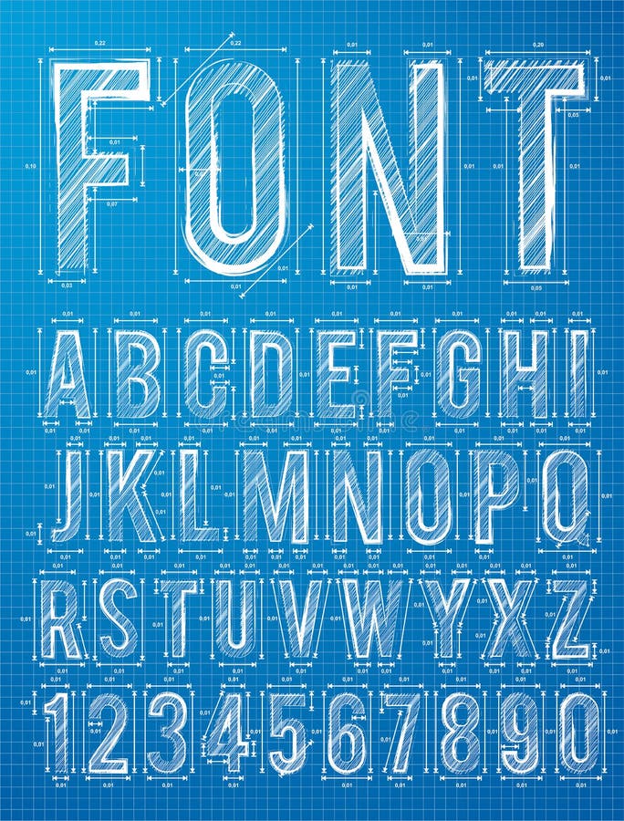 Plan alphabet design font royalty free illustration