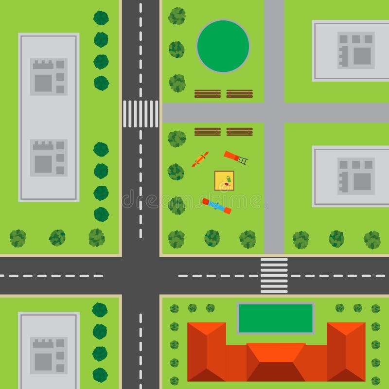 Plan av staden övre sikt för stad stock illustrationer Plan av staden övre sikt för stad stock illustrationer