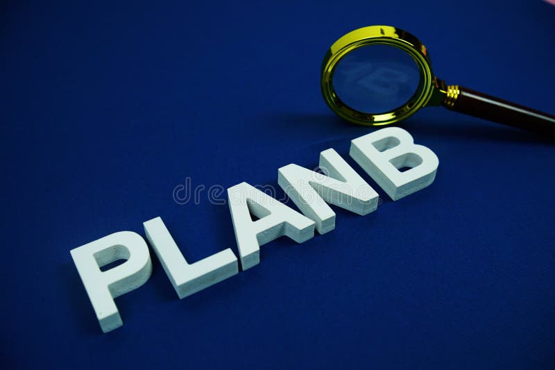 Plan B alphabet letters with magnifying glass top view on blue background Business and Communications concept. Alphabet project stock images, royalty-free photos and pictures