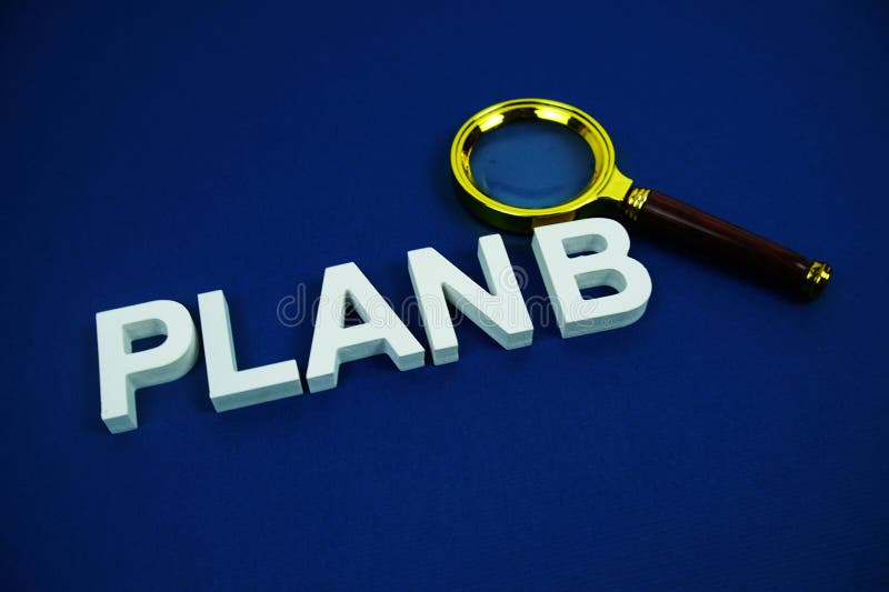 Plan B alphabet letters with magnifying glass top view on blue background Business and Communications concept. Alphabet project stock images, royalty-free photos and pictures