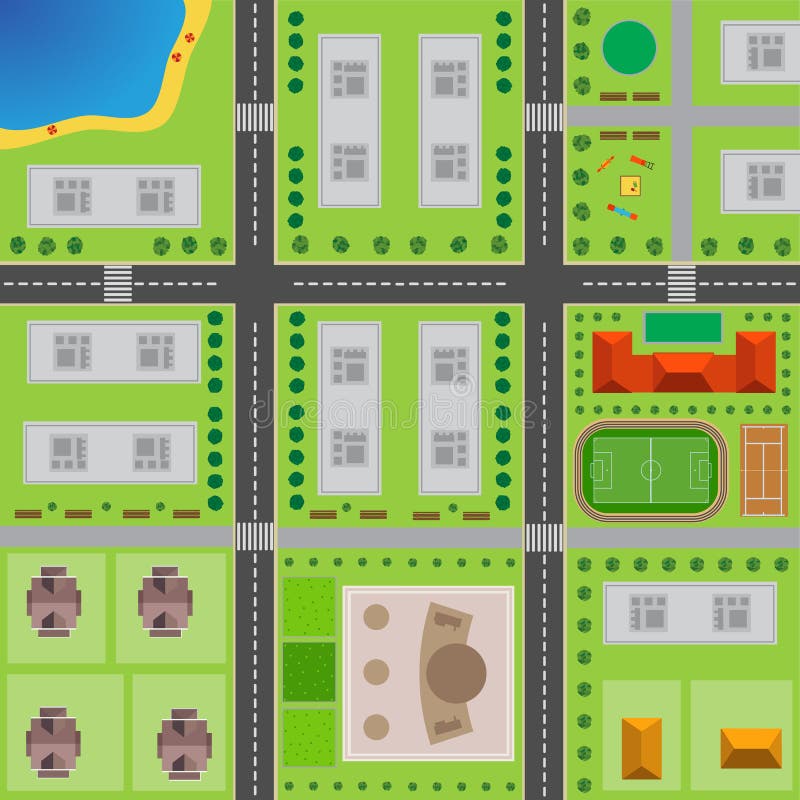 Plan Of City. Top view of the city