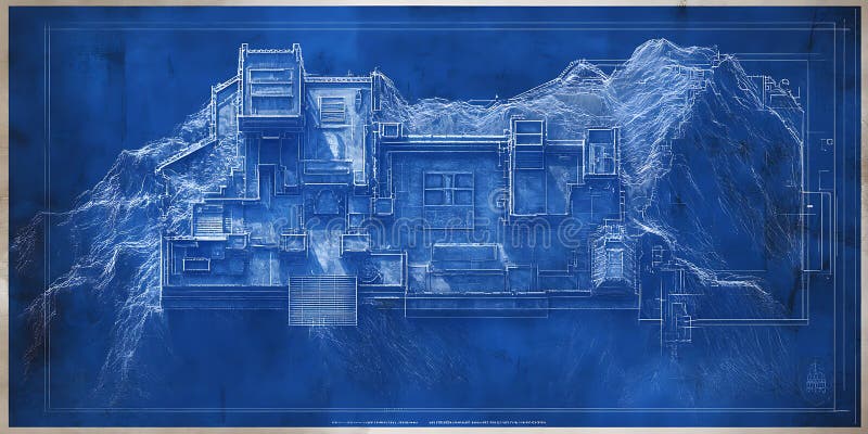 Plan d'une forteresse de montagne cachée pour les forteresses secrètes de Fantasy Worlds ou les histoires d'aventure illustration de vecteur