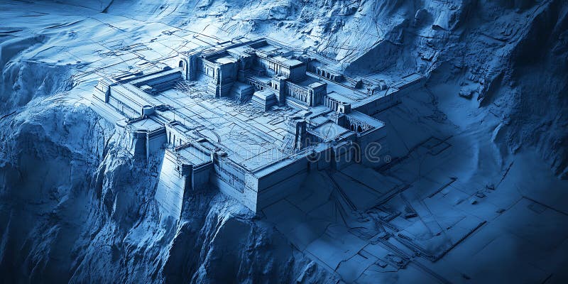 Plan d'une forteresse de montagne cachée pour les forteresses secrètes de Fantasy Worlds ou les histoires d'aventure illustration stock