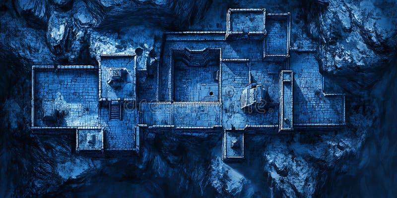 Plan d'une forteresse de montagne cachée pour les forteresses secrètes de Fantasy Worlds ou les histoires d'aventure illustration de vecteur