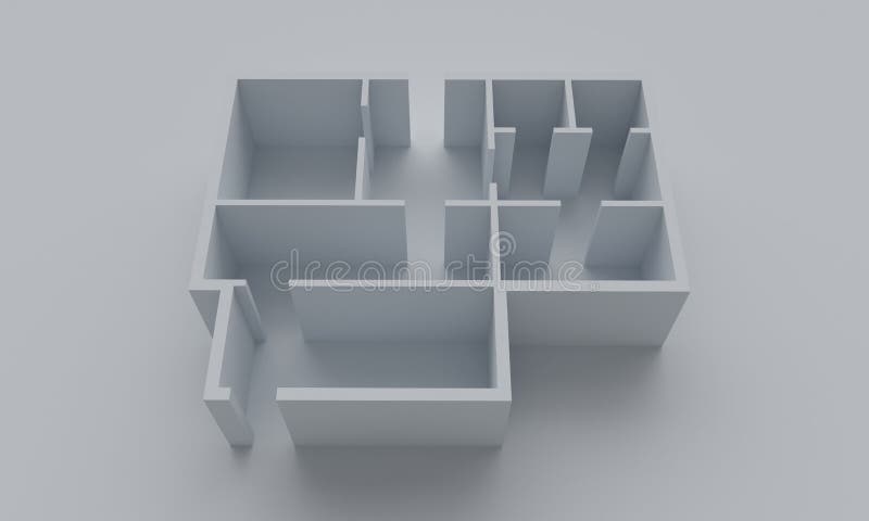 Plan d'étage de la maison rendu 3d illustration stock Plan d'étage de la maison rendu 3d illustration stock