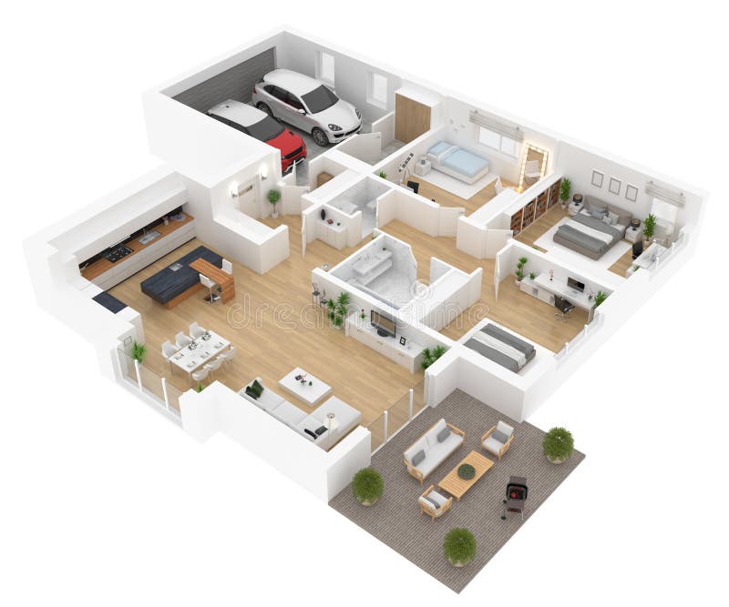 Plan d'étage d'une vue supérieure de maison Ouvrez la disposition vivante d'appartement de concept illustration libre de droits Plan d'étage d'une vue supérieure de maison Ouvrez la disposition vivante d'appartement de concept illustration libre de droits