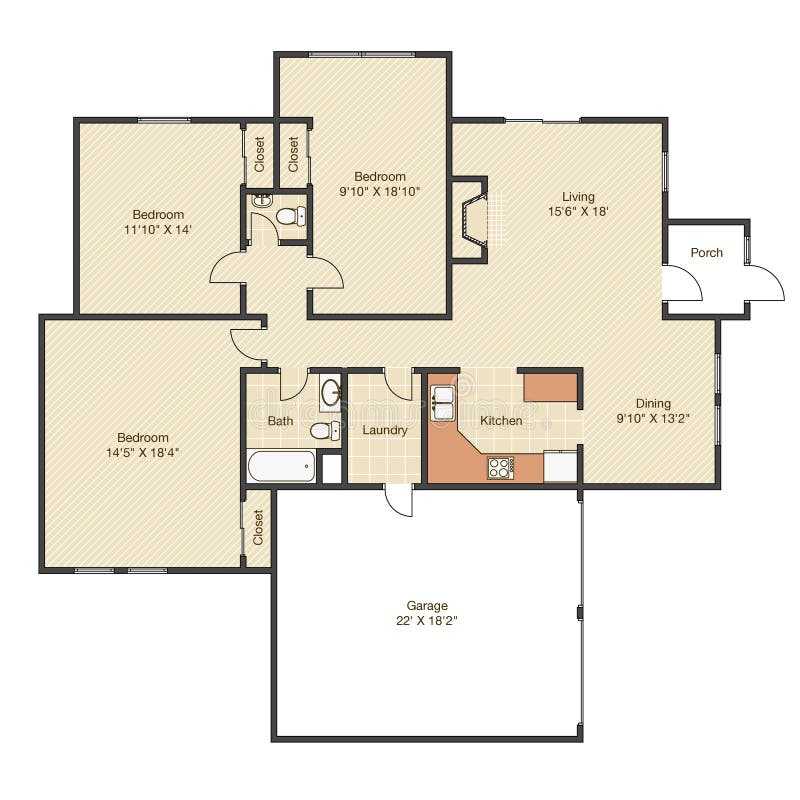  Plan De Chambre  Avec Des Mesures Illustration Stock 