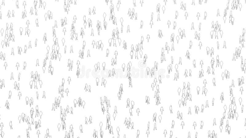 Plan de la foule en toile de fond blanche. animation