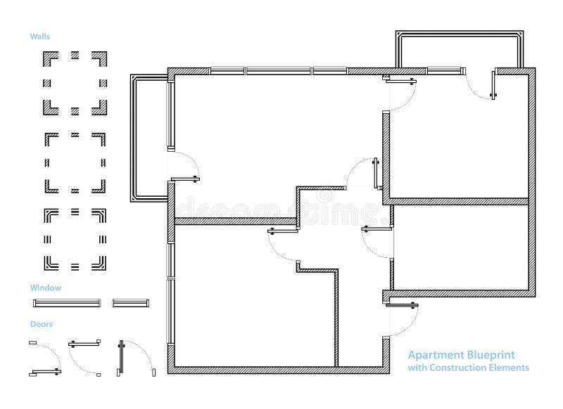 Plan de piso Modelo del apartamento con los elementos de la construcción Contenga el proyecto Vector