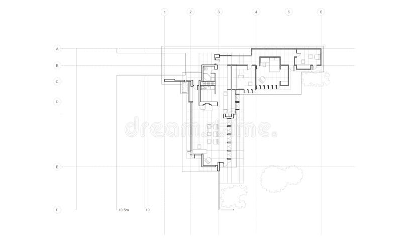 Very Detailed plan of the modern house (Jacobs' House) for the architect Frank Lloyd Wright. Very Detailed plan of the modern house (Jacobs' House) for the architect Frank Lloyd Wright