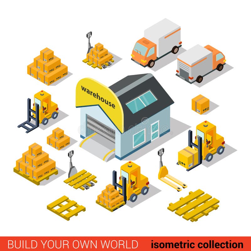 Plan isometrisk infographic lagerleveranstransport royaltyfri illustrationer Plan isometrisk infographic lagerleveranstransport royaltyfri illustrationer