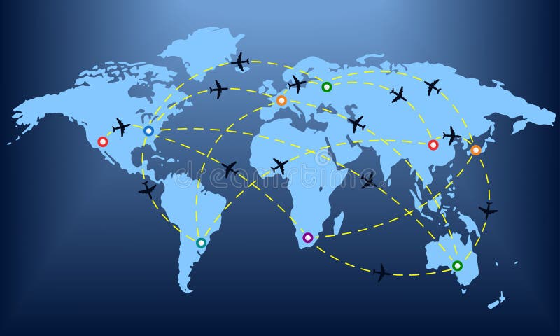 Plan Route Aérienne Et Carte Du Monde, Voyage Mondiale Et D'affaires Banque  D'Images et Photos Libres De Droits. Image 33165351