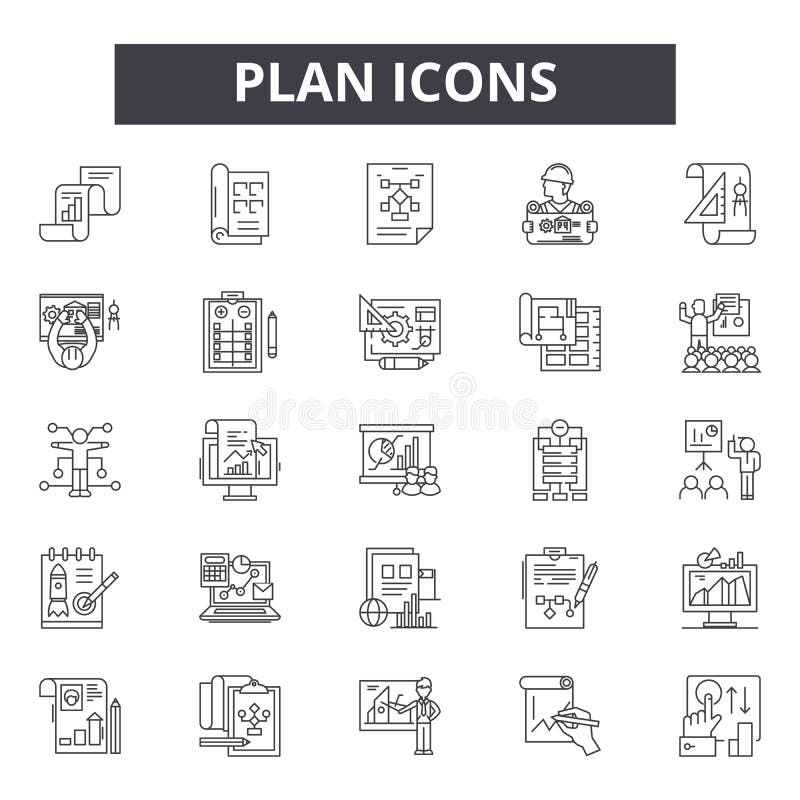 Plan line icons, signs, vector set, outline illustration concept vector illustration Plan line icons, signs, vector set, outline illustration concept vector illustration