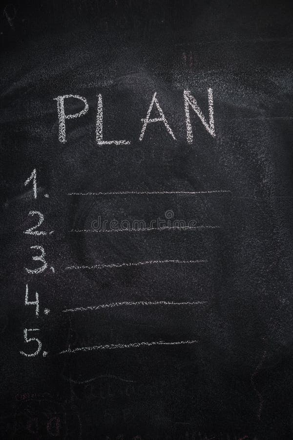 Plan List on Black Chalkboard Stock Image - Image of house, concept
