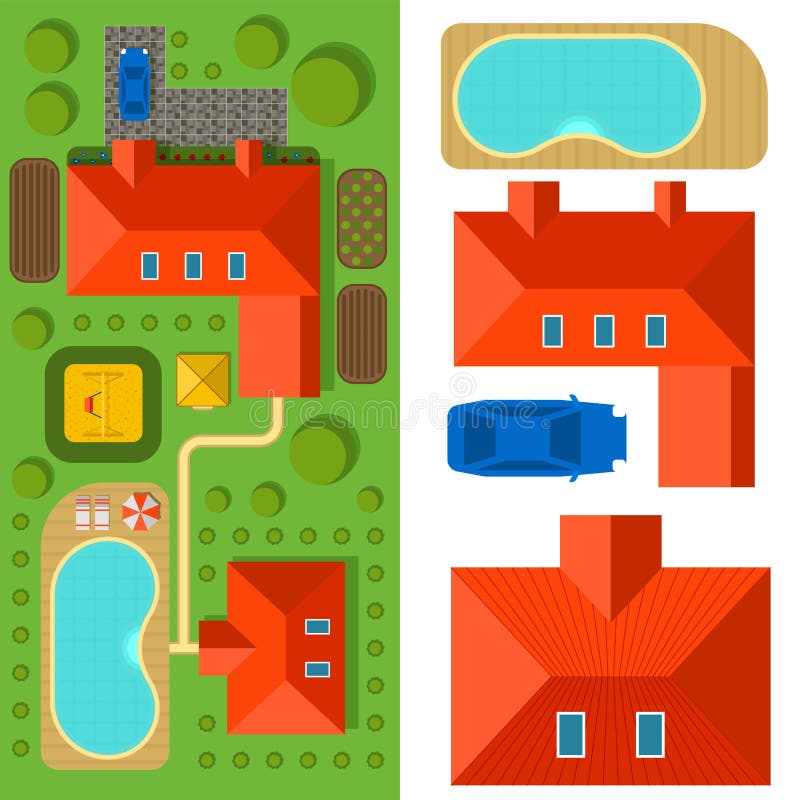  Plan  Of Private House  Vector  Illustration Top  View  Of 