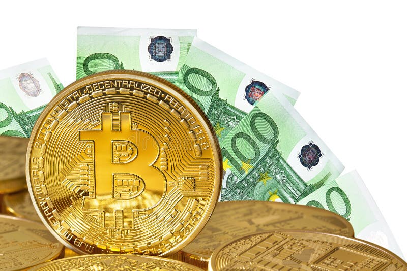 Bitcoins dorés en gros plan image libre de droits