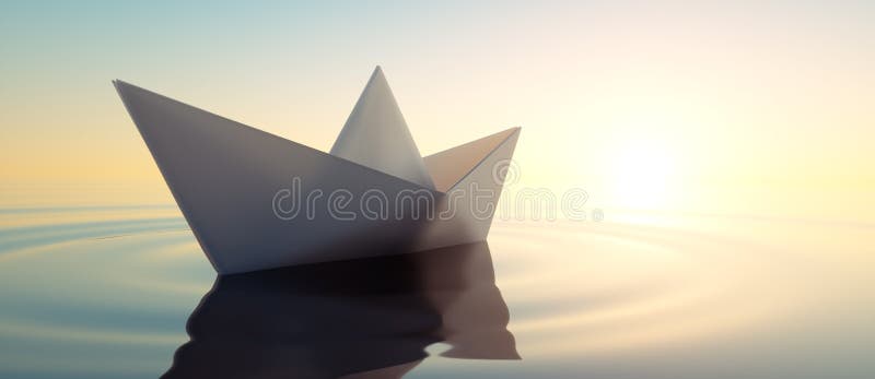 Plan rapproché d'un paperboat en mer calme illustration libre de droits Plan rapproché d'un paperboat en mer calme illustration libre de droits