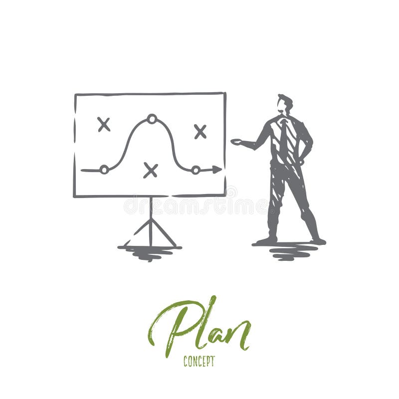 Plan, Strategie, Marketing, Projekt, Taktikkonzept Hand gezeichneter lokalisierter Vektor stock abbildung Plan, Strategie, Marketing, Projekt, Taktikkonzept Hand gezeichneter lokalisierter Vektor stock abbildung