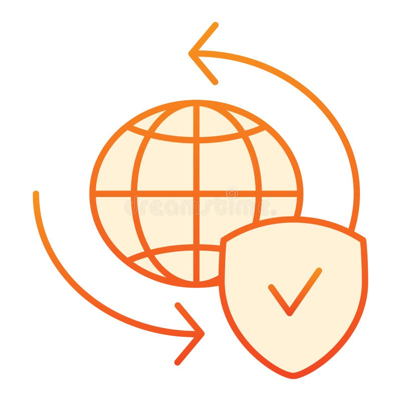 Plan symbol f?r globalt utbyte Planet med orange symboler för sköld i moderiktig plan stil Stil f?r v?rldsjordklot- och f?stinglu royaltyfri illustrationer Plan symbol f?r globalt utbyte Planet med orange symboler för sköld i moderiktig plan stil Stil f?r v?rldsjordklot- och f?stinglu royaltyfri illustrationer