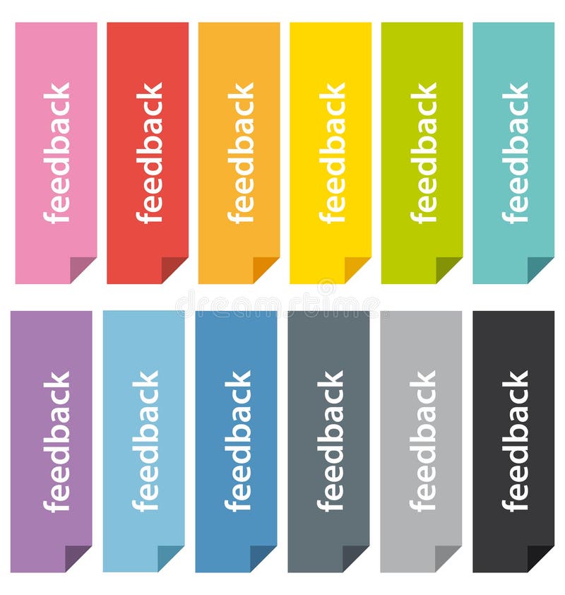 Plana symboler för bokmärker eller för flikar för designåterkoppling. royaltyfri illustrationer Plana symboler för bokmärker eller för flikar för designåterkoppling. royaltyfri illustrationer