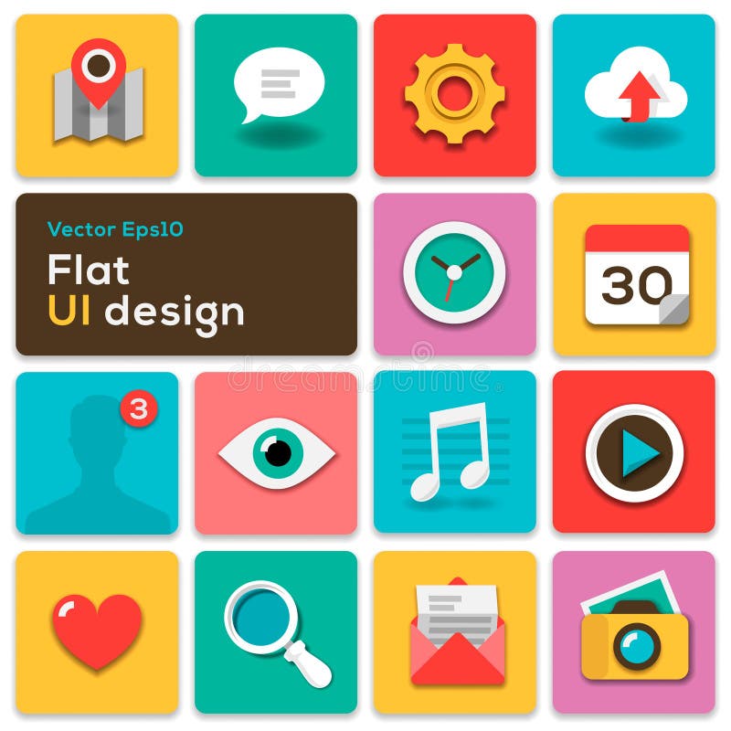 Flat UI design trend set icons, vector Eps10 illustration. Flat UI design trend set icons, vector Eps10 illustration.