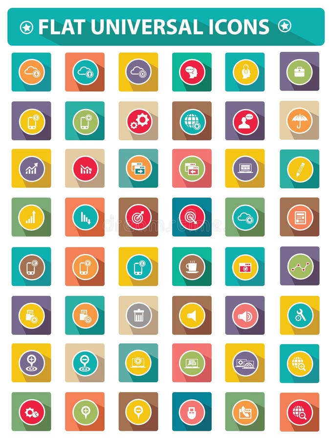 Plana Websiteuniversalsymboler vektor illustrationer Plana Websiteuniversalsymboler vektor illustrationer