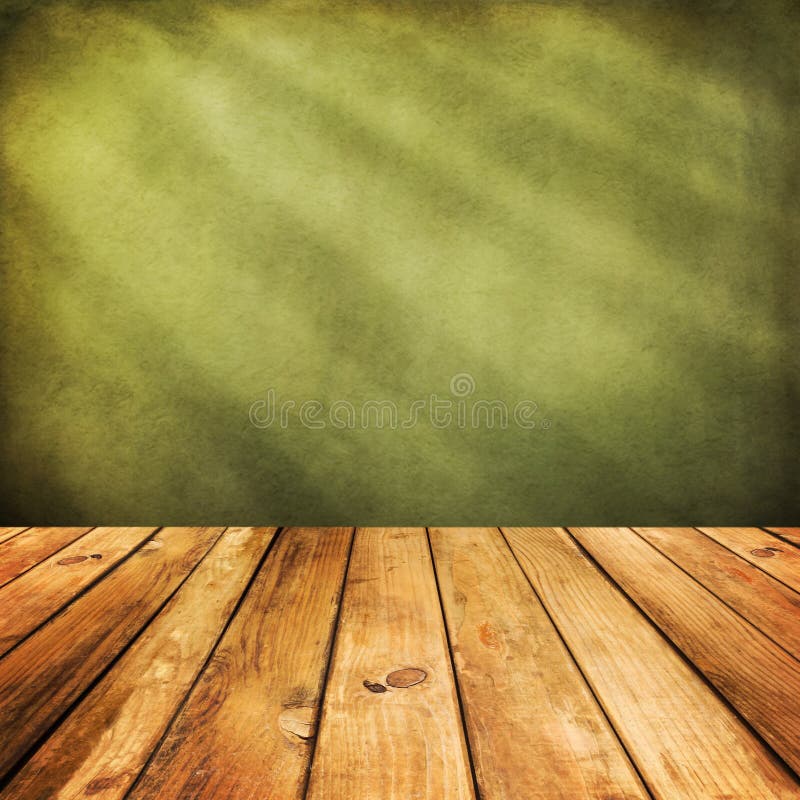 Plancher en bois de plate-forme au-dessus de fond grunge vert. images libres de droits Plancher en bois de plate-forme au-dessus de fond grunge vert. images libres de droits