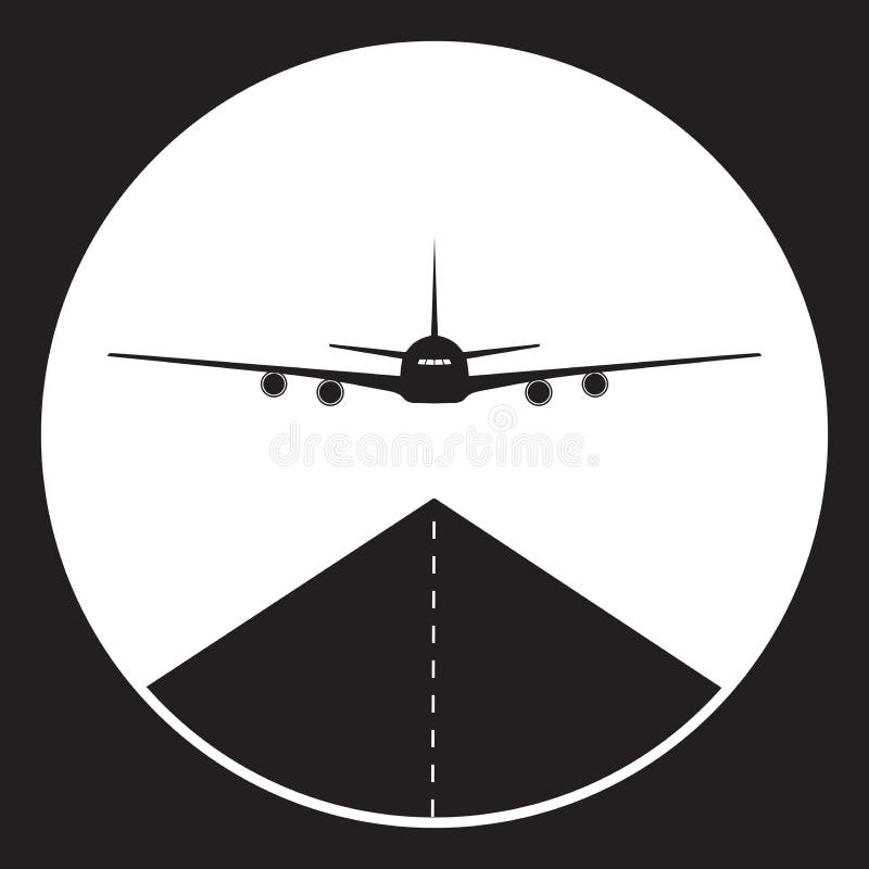 Plane or Airport Icon in Black and White Stock Vector - Illustration of