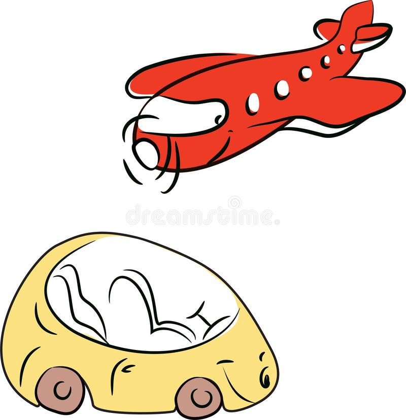 Plane and car stock illustration