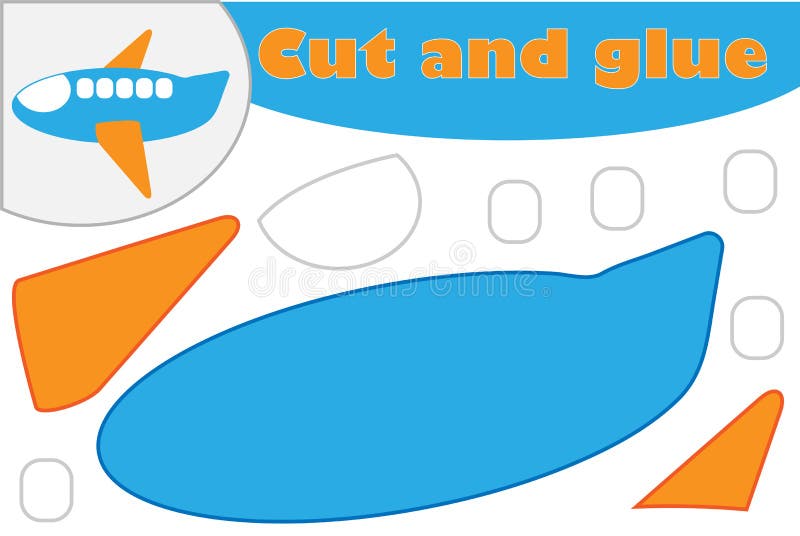 Plane in Cartoon Style, Color by Number, Education Paper Game for the ...