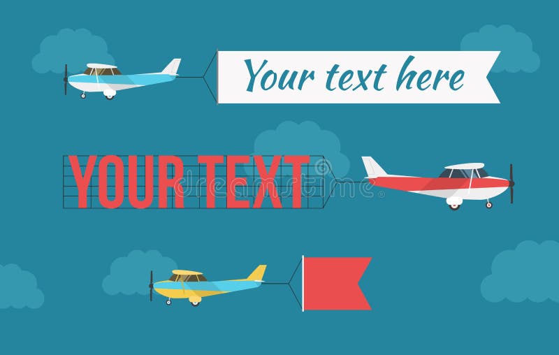 Plane with fly banners stock vector. Illustration of banner 56259409