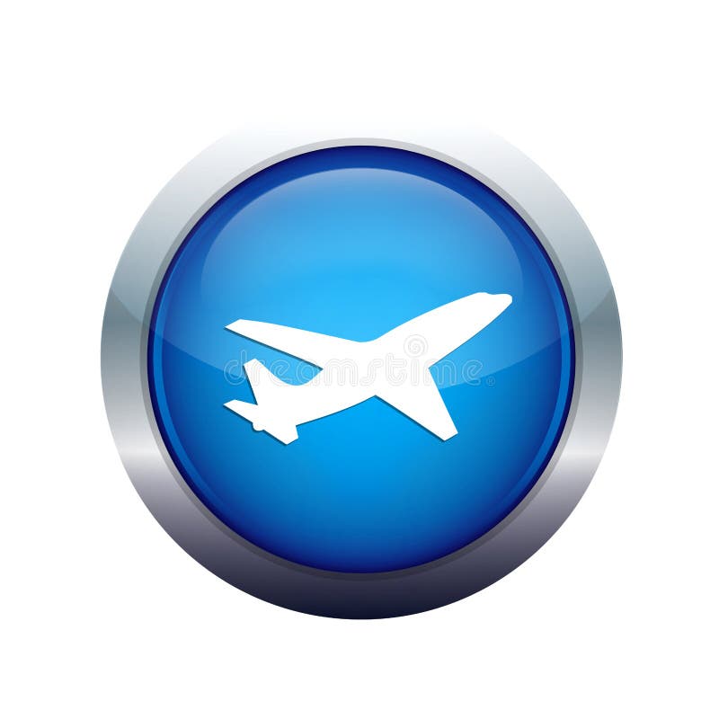 Round blue plane icon illustration