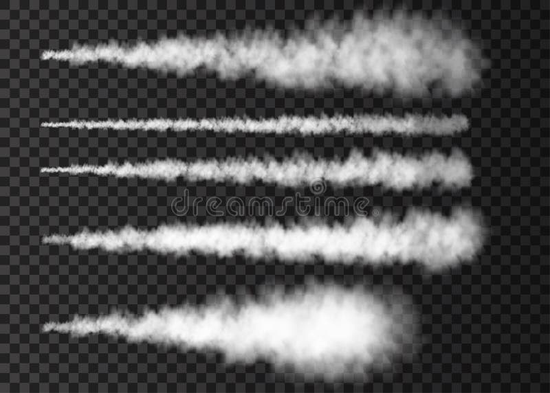 Plane smoke track isolated on transparent background.