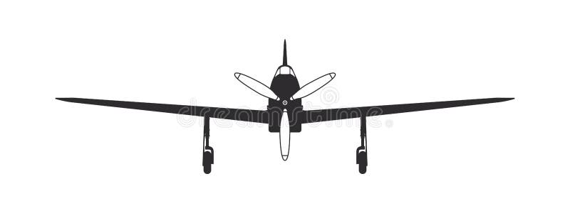 Plane. A sports propeller airplane. Airplane silhouette front view. Vector image