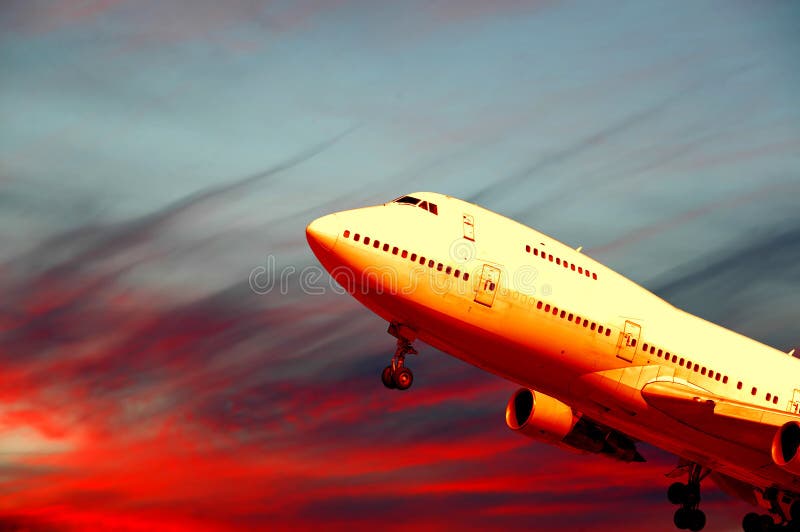 Plane and sunset