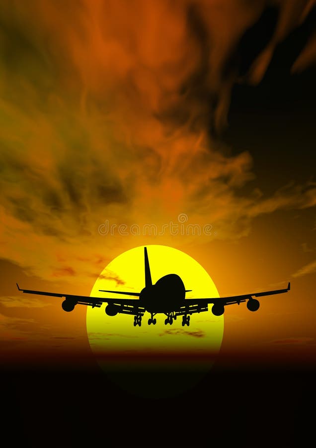 Plane @ sunset royalty free illustration Plane @ sunset royalty free illustration