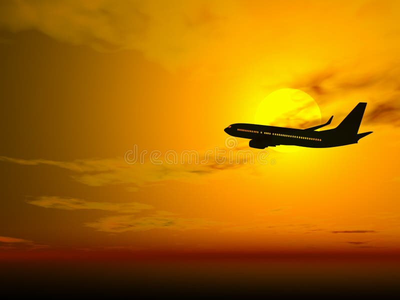 Plane at sunset vector illustration Plane at sunset vector illustration