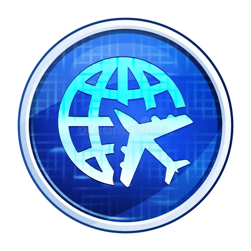 Plane World Icon Realistic Diagonal Motion Red Round Button ...