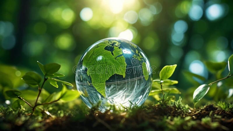 Planeet aarde in een concept van bosgroene energie stock illustratie