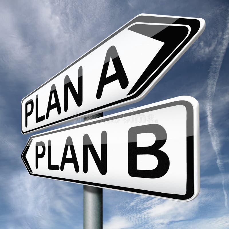 Backup plan a or B alternative strategy choices or different possible strategies road sign arrow. Backup plan a or B alternative strategy choices or different possible strategies road sign arrow