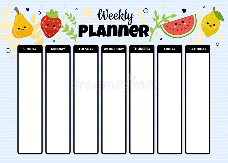 Planejador semanal A4 do vetor ilustração do vetor Planejador semanal A4 do vetor ilustração do vetor