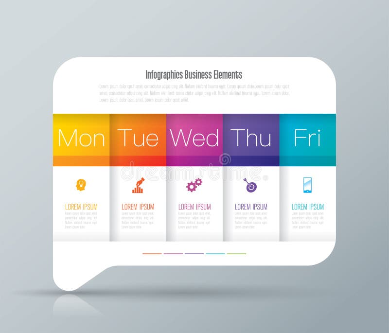 Planejador semanal segunda-feira - de infographics de sexta-feira projeto ilustração royalty free Planejador semanal segunda-feira - de infographics de sexta-feira projeto ilustração royalty free